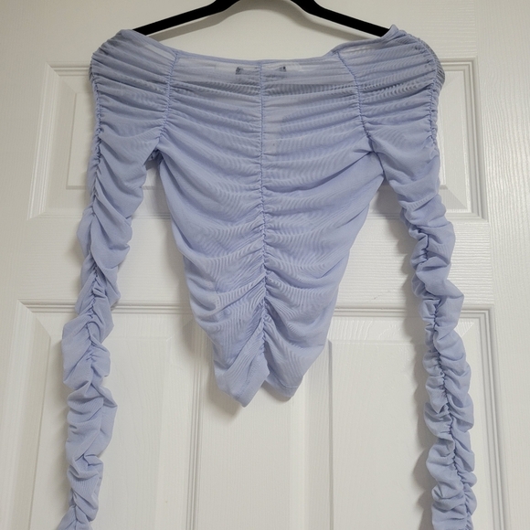 Urban Outfitters NWT  Light Blue Rouched  Top - Picture 2 of 9